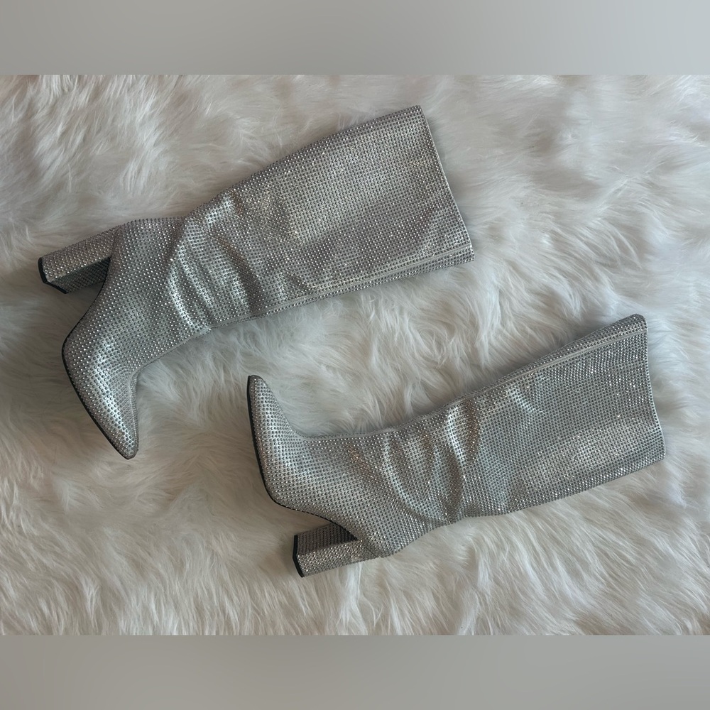Knee high rhinestone boots